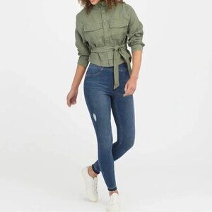 SPANX Distressed Skinny Jean Raw Hem Pull On Legging Women’s Size XS